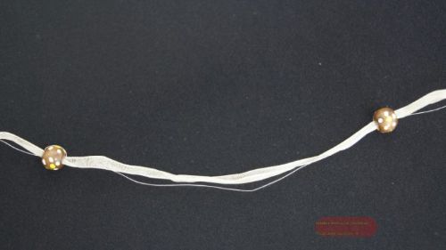 Bild von Band 10m/ 15mm, Organza/Holzperlen, braun