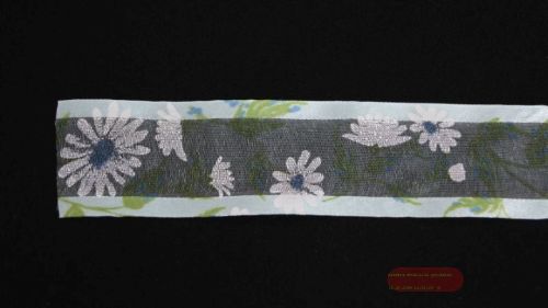 Bild von Band 25m/ 40mm, Tüll mit Blumen, blau