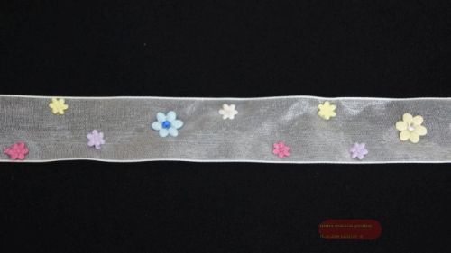 Bild von Band 5m/ 25mm, Blühten, h'blau