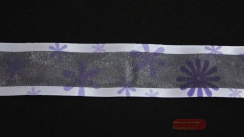 Bild von Band 25m/ 40mm, Tüll mit Blumen, lila