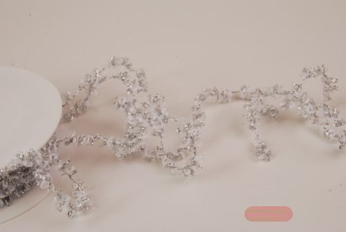 Bild von Band 15m/ 8mm, Flock, weiss/silber