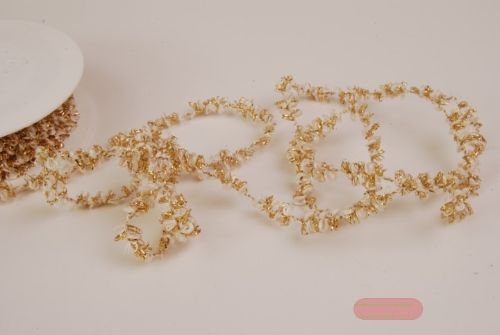 Bild von Band 15m/ 8mm, Flock, weiss/gold