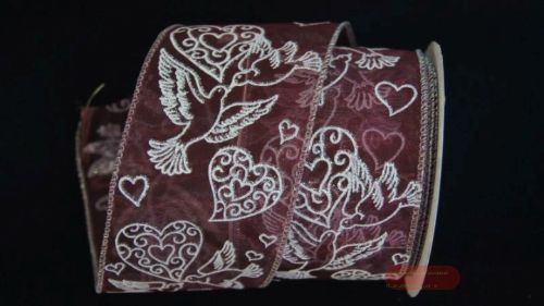 Bild von Band 10y/ 65mm, Tauben/ Herz, aubergine