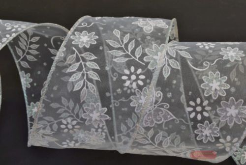 Bild von Band 10y/ 60mm, Schmetterling/ Blume, h'blau