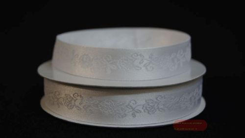 Bild von Band 20m/ 15mm, Blumenmotiv, weiss