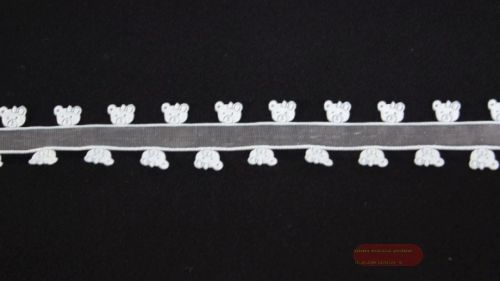 Bild von Band 25mm, Bärchen an Organza, blau