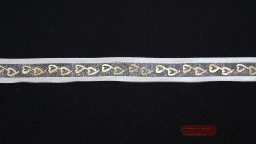 Bild von Band 20m/ 15mm, Herz/ Sheer, gold/weiss
