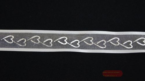 Bild von Band 20m/ 25mm, Herz/ Sheer, silber/weiss