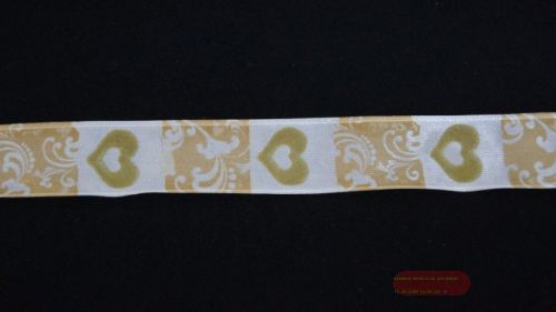 Bild von Band 20m/ 25mm, Heart & Ornament, natur