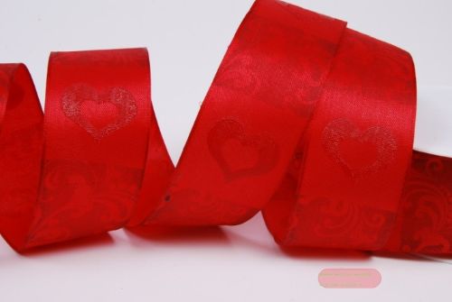 Bild von Band 20m/ 40mm, Heart & Ornament, rot