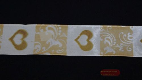 Bild von Band 20m/ 40mm, Heart & Ornament, natur