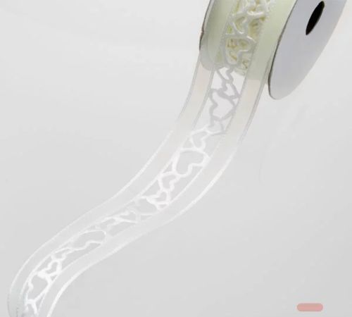 Bild von Band 20m/ 40mm, Herz gestanzt, ecru