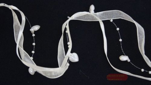 Bild von Band 5m/ 10mm, Herz m. Organz Mab, ecru
