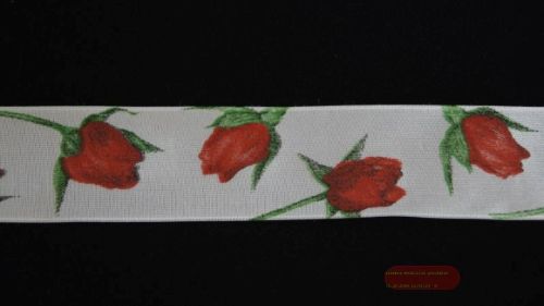 Bild von Band 25m/ 40mm, Rose, rot/weiss