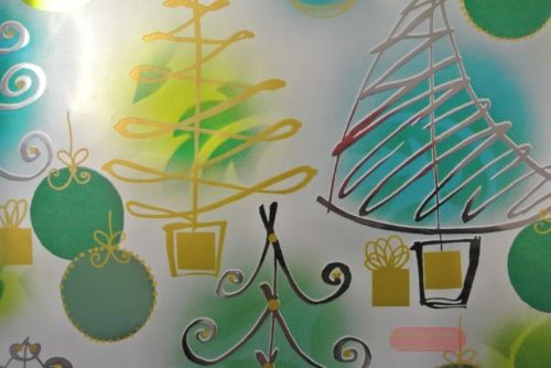 Bild von Bogen 70x 100cm, Baum/Kugel, grün/gelb