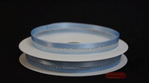 Bild von Band 20m/ 10mm, uni & tüll, h'blau/silber 70