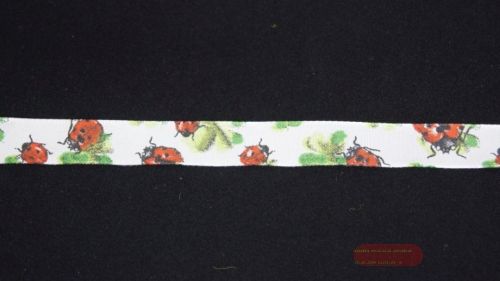 Bild von Band 25m/ 15mm, Marienkäfer, weiss/rot