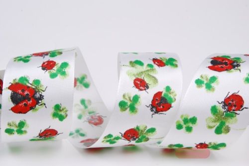 Bild von Band 25m/ 40mm, Marienkäfer, weiss/rot