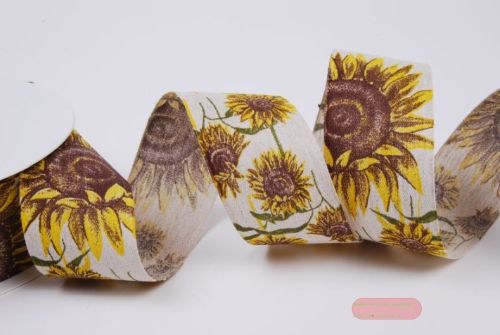Bild von Band 25m/ 40mm, Sonnenblume auf Leinen, gelb