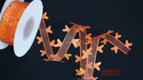 Bild von Band 10y/ 25mm, Schmetterling an Organza, orange