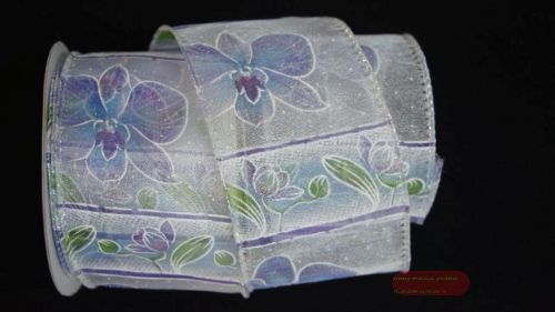 Bild von Band 10y/ 60mm, Blume, blau/lila/grün