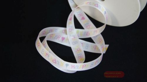 Bild von Band 20m/ 15mm, Happy Birthday, weiss/bunt