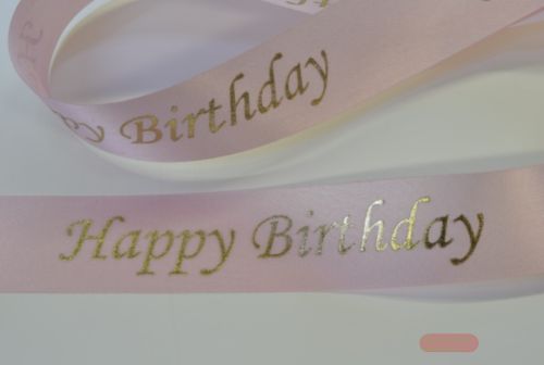 Bild von Band 25m/ 24mm, Happy Birthday, rosa