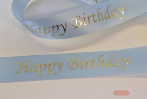 Bild von Band 25m/ 24mm, Happy Birthday, h'blau