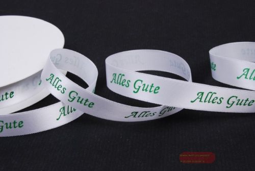 Bild von Band 25m/ 15mm, Alles Gute, weiss/grün