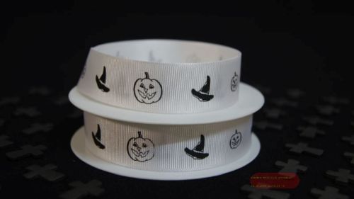 Bild von Band 20m/ 25mm, Hut & Kürbis, weiss