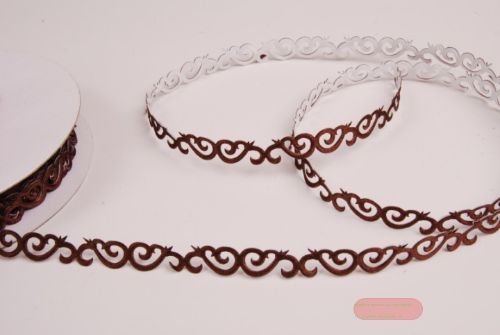 Bild von Band 10y/ 10mm, Ornament kl. klebend, braun