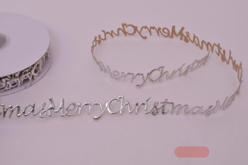 Bild von Band 10y/ 20mm, Merry Christmass klebend, silber