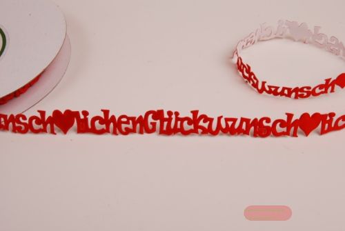 Bild von Band 10y/ 16mm, Glückwunsch klebend, rot