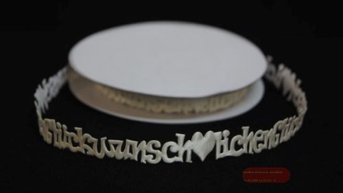 Bild von Band 10y/ 16mm, Glückwunsch klebend, ecru