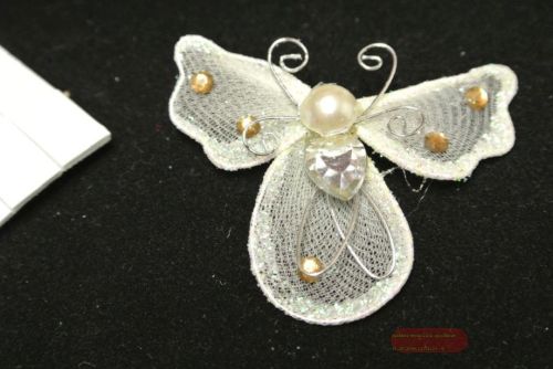 Bild von Deco, Schmetterling Silk 50mm - klebend, creme