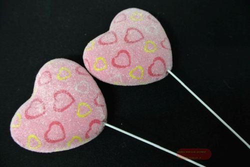 Bild von Herz, am Stab 6x 7cm, rosa