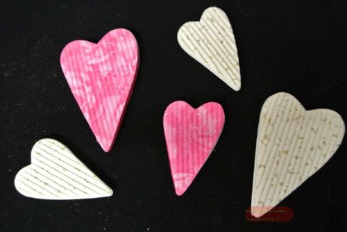 Bild von Deco, Holz- & Papierherz je 12 Stk, creme/ rot