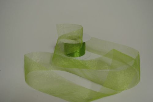 Bild von Band 20m/   50mm, Crash-Organza, h'grün