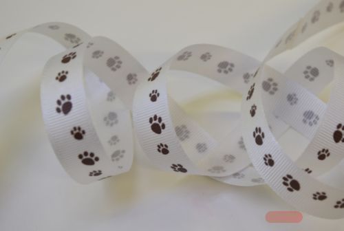 Bild von Band 20m/ 15mm, Katzentatzen, weiss/braun