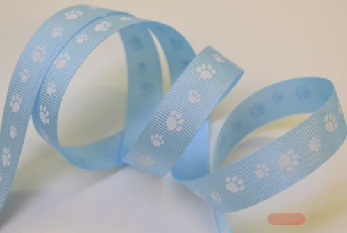 Bild von Band 20m/ 15mm, Katzentatzen, blau/weiss