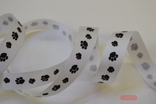 Bild von Band 20m/ 15mm, Katzentatzen, weiss/schwarz