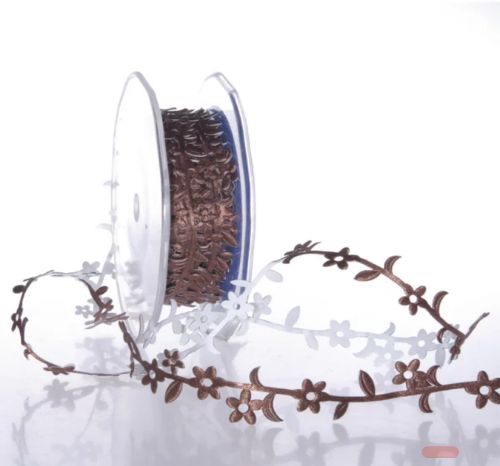 Bild von Band 10m/ 15mm, Blumenbordüre klebend, d'braun