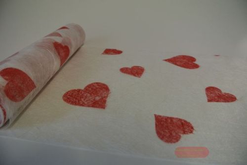 Bild von Tischband, 10m/ 300mm Sizoflor Herz, rot/weiss