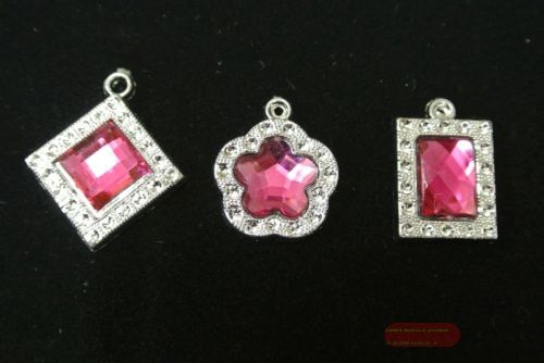 Bild von Anhänger, Schmucksteine 25mm 3-sort, pink