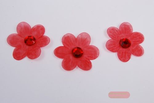 Bild von Deco, Blüte Organza mit Perle 30mm, rot