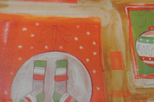 Bild von Bogen 70x 100cm, Kugeln/Socken, grün/rot/orange