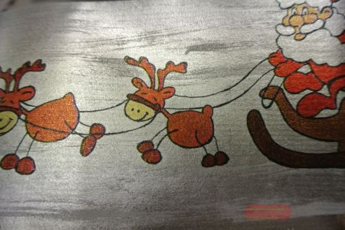 Bild von Bogen 70x 100cm, Niko auf Schlitten, silber