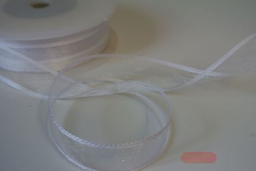 Bild von Band 20m/ 25mm, Organza mit Flechtkante, weiss