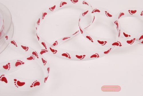 Bild von Band 20m/ 10mm, Baby Füsschen kl, rubin