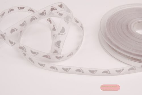 Bild von Band 20m/ 10mm, Baby Füsschen kl, grau